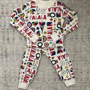 Hanna Andersson Multicolor Rainbow Christmas Holiday Kids Pajama Set size 5
